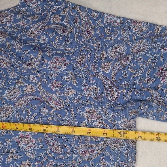 J Jill Top Womens Blue Floral Paisley Elbow Sleeve Tee Classic Pima Cotton XL - Picture 9 of 12
